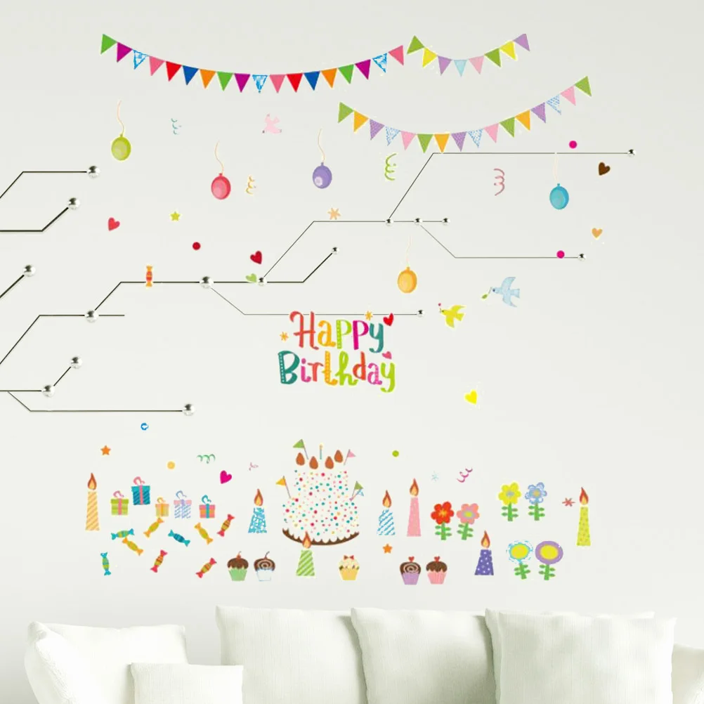 

Birthday Wall Stickers Waterproof Removable PVC Premium Quality for Children Room Nursery Cartoon Decals Birthday Party