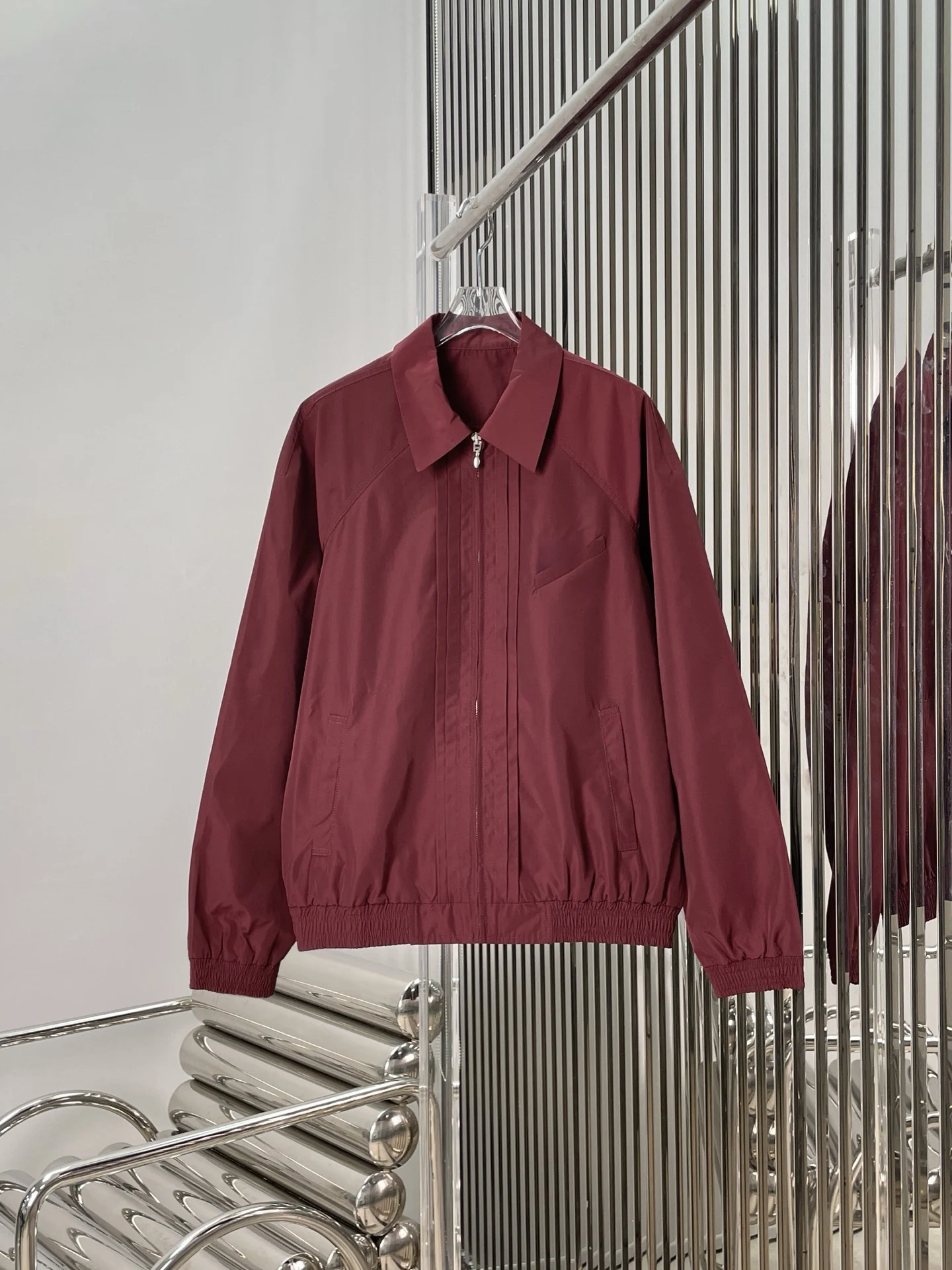 

Fashionable Casual Embroidered Letter Logo Wine Red Jacket Outerwear Loose Slimming Women's Short Coat Casual Style Zipper