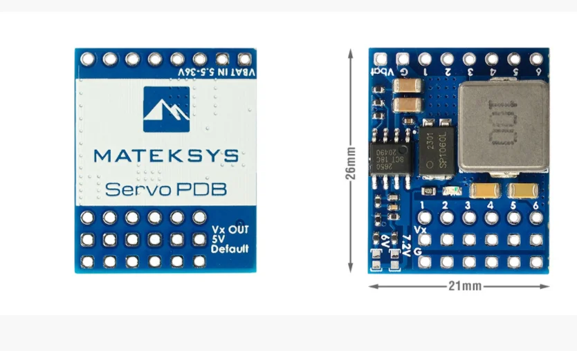 

Matek Mateksys Servo PDB W / BEC от 5,5-36 в до 5-8,2 В с 2,54 мм контактами расстояние для RC Самолет с неподвижным крылом FPV дроны аксессуары