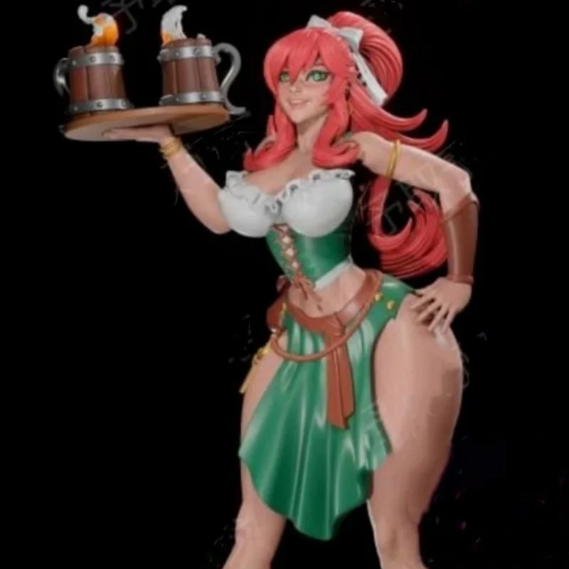 

Beer Girl Resin Figure 1/24 Scale 75mm Diy Assemble Model Kit Unassembled and Unpainted Statuettes Toys