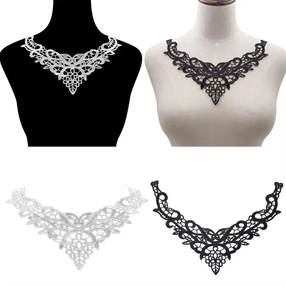 New Black Lace Embroidery Collars Hollow Elegant False Collar Butterfly Applique for Dress Gown Costumes DIY Sewing Collar