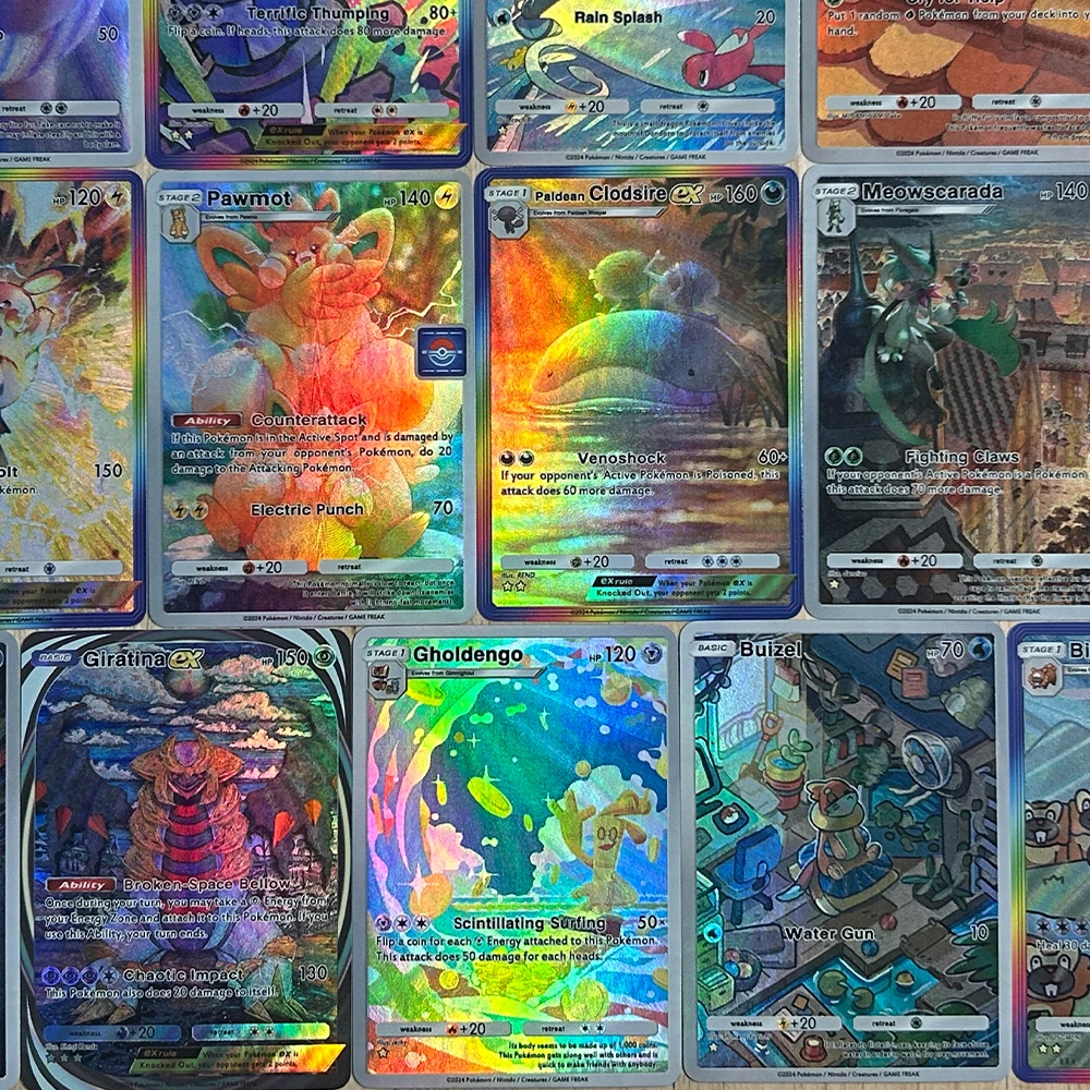 13 ピース/セット新 DIY アニメ PTCG ポケットコレクションカード英語バージョン WIGGLYTUFF TATSUGIRI エンボステクスチャフラッシュカード子供のギフト