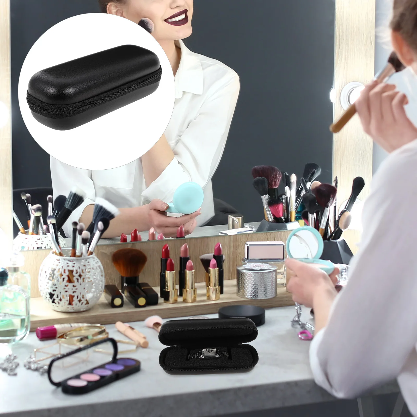 

Portable Storage Case For Men Travel Business Zipper Organizer Household Holder Bangle Box Band Storage Jewelry Case Watch Gift