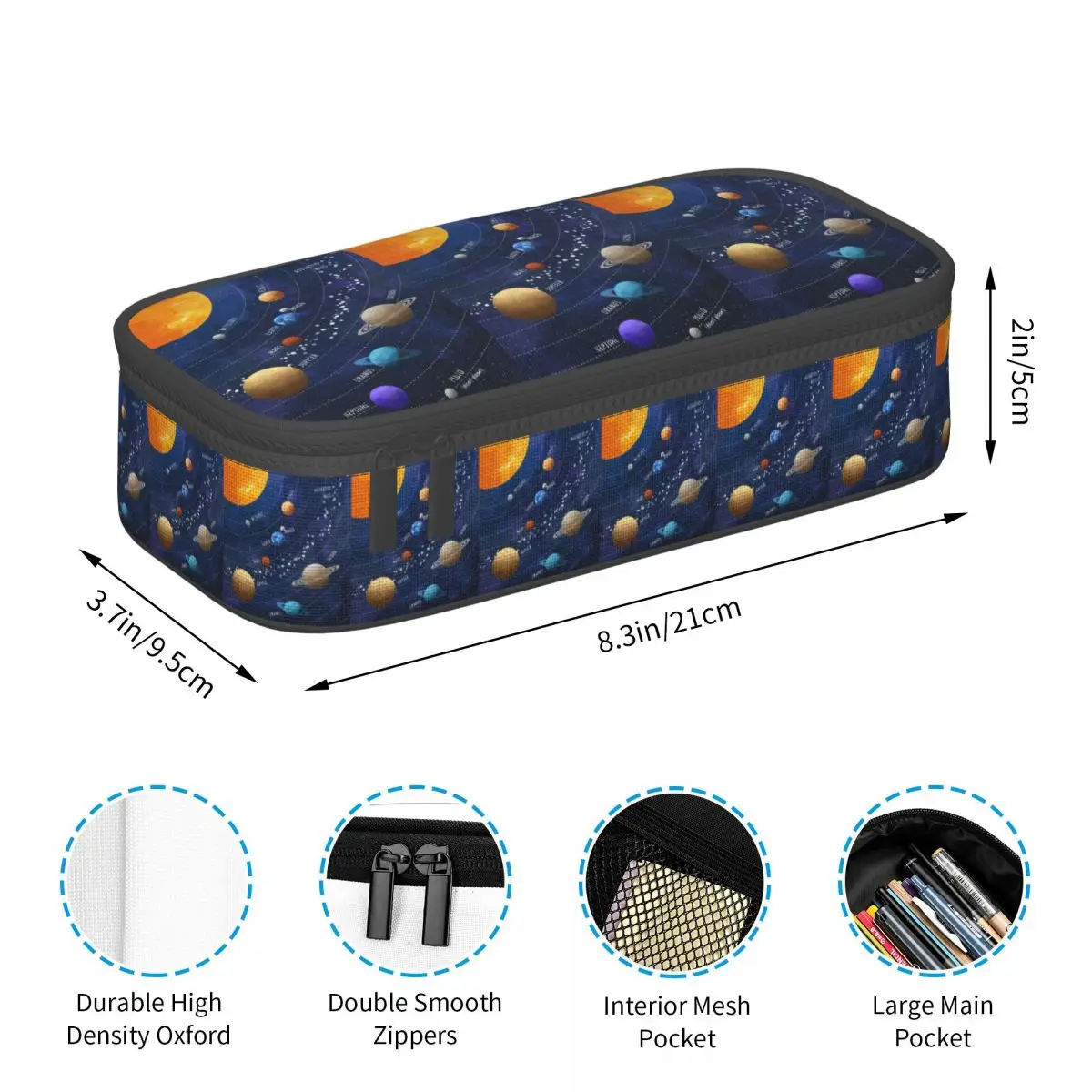 Solar System Pencil Case Pencil Pouch Storage Stationery Supplies Large Storage Pen Box Pencil Bag for Students