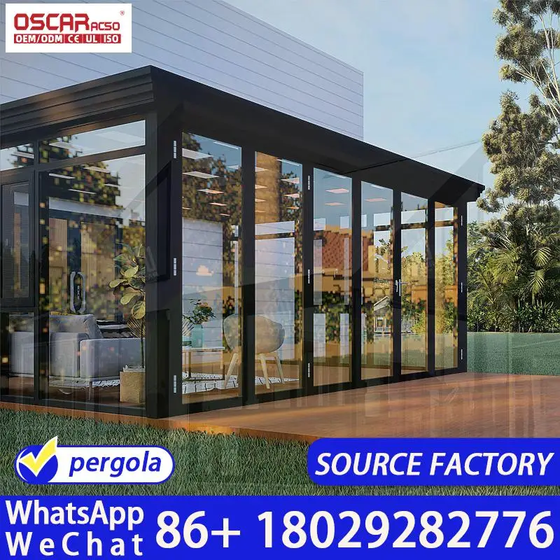 All Season Aluminum Glass Sunroom Outdoor Patio Enclosure Four Season Solarium Backyard Conservatory Lean To Winter Garden Villa