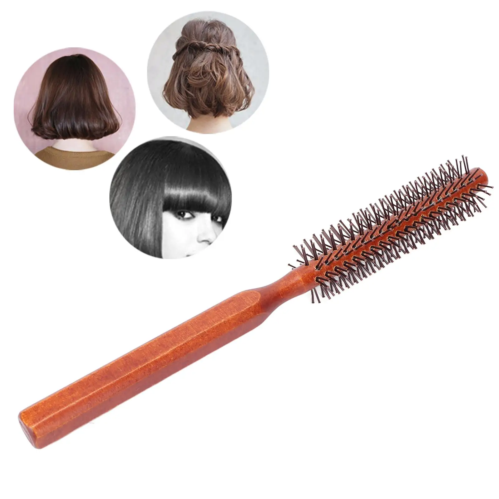 Round Anti-Deformation Hair Brush with Wooden Handle - Curling Roll Comb for Less Hair Damage – Salon & Barber Tool