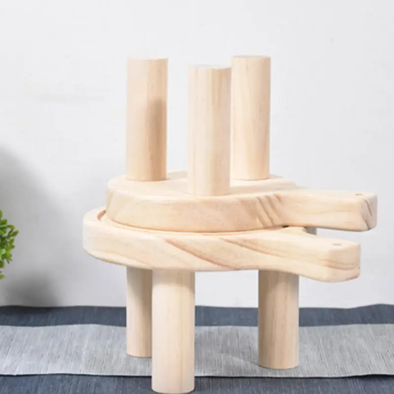 Wooden Stool Display Stand Plant Stool Round Mini Wooden Flower Stool Display Stand Vintage Round Wood Grain Garden Plant Stand