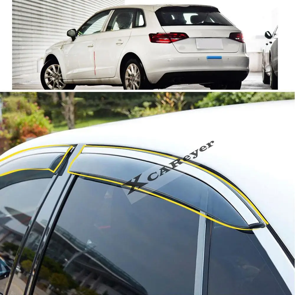 Car Body Sticker Plastic Window Glass Wind Visor Rain/Sun Guard Vent For Audi A3 Sportback 2013 2014 2015 2016 2017 2018 2019