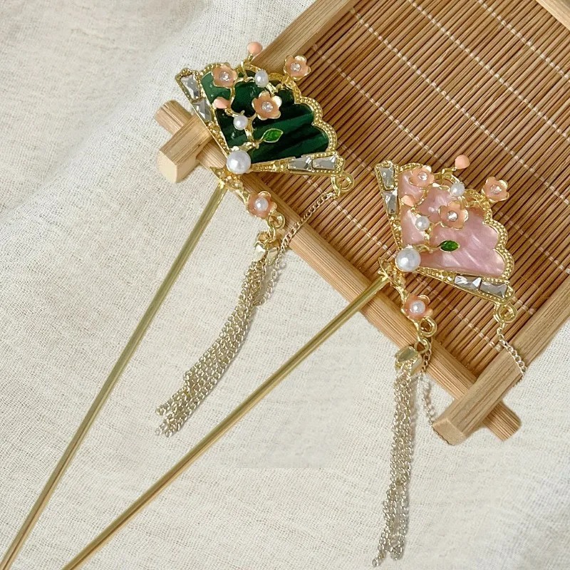 กิ๊บติดผมลายดอกไม้โบราณ เครื่องประดับผมระดับไฮเอนด์ เครื่องประดับศีรษะ กิ๊บติดผมผู้หญิง สไตล์จีนโบราณ ฮั่นฝู อุปกรณ์เสริม กิ๊บติดผมแบบส่าย