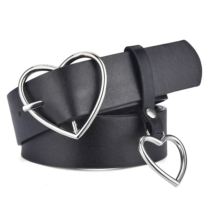 New Sweetheart Buckle with Adjustable Ladies Luxury Brand Cute Heart-shaped Thin Belt High Quality Punk Fashion Belts