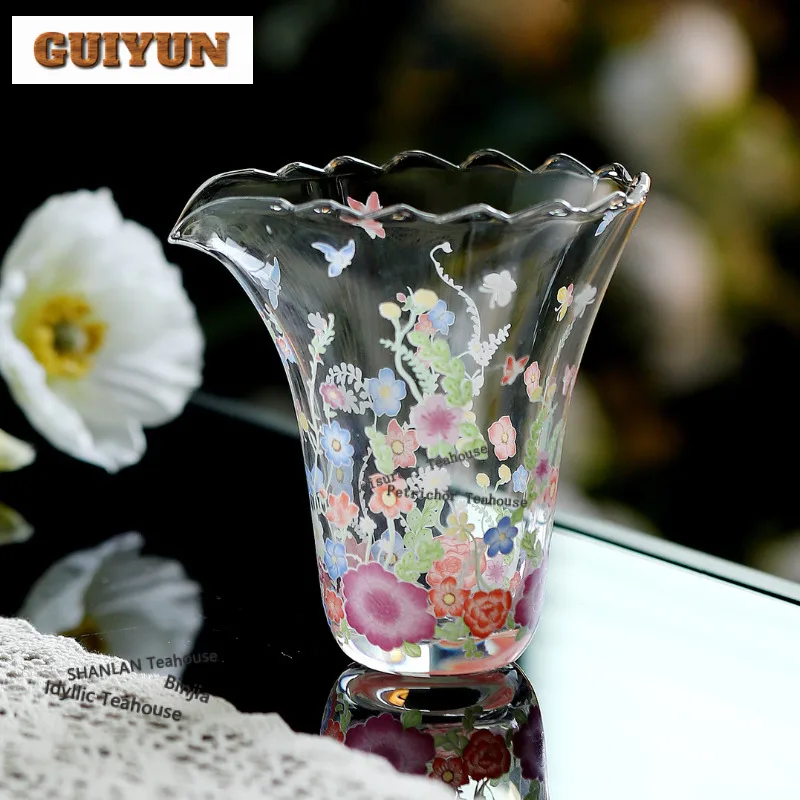 

180 мл стеклянный кувшин для чая с цветами, разделительный чай, диспенсер для ча-хай, бытовая чашка для правосудия, кружка для чая, аксессуары для чая