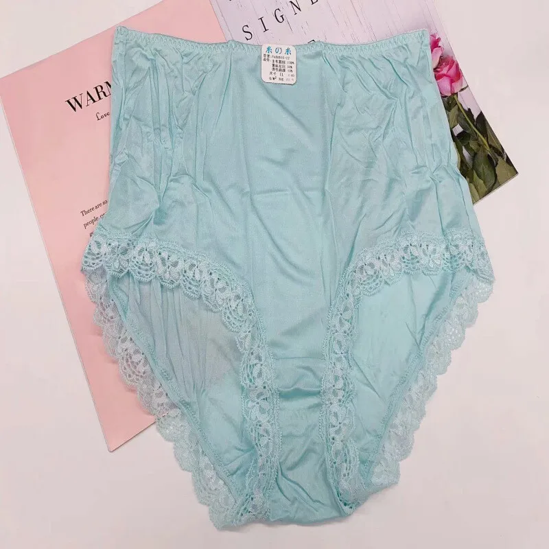 

3 Pairs Mulberry Silk Underwear Women Briefs Silk Super High Waist XXL Panties