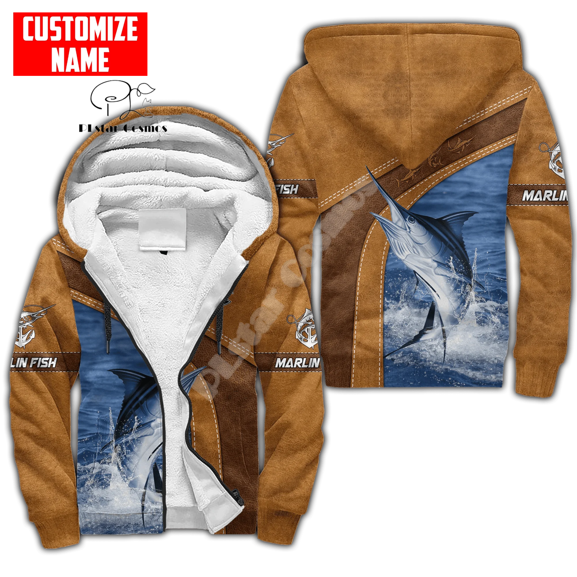 Custom Name Animal Bass Walleye Fishing Camo Vintage Retro 3DPrint Harajuku Casual Winter Thicker Fleece Zipper Hoodies Jacket 0
