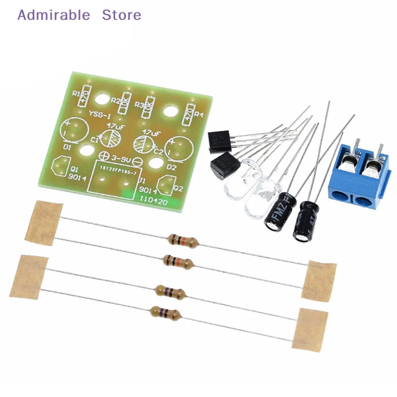 [W]DIY Electronic Kit 5MM LED Flashing Light Circuit Simple LED Blinking Flip Flop Suite Welding Practice Parts DC 3-9V