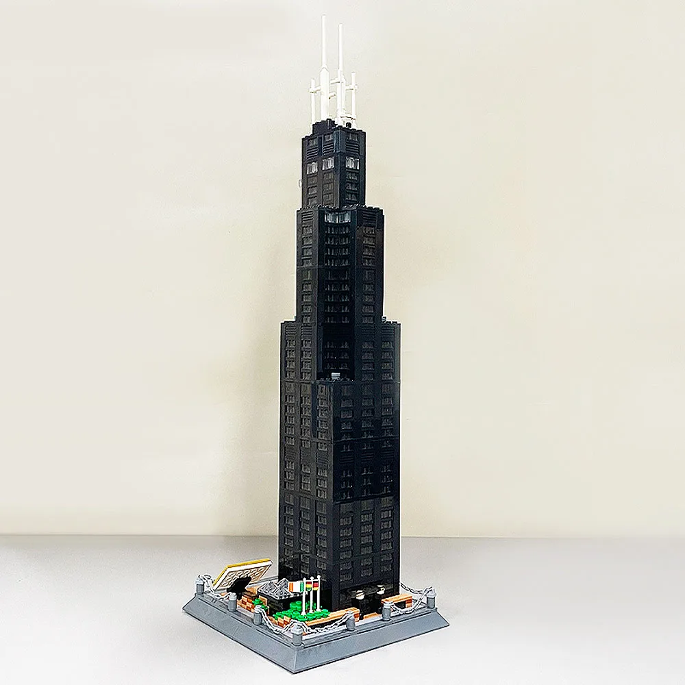 creative expert high street view Willis Tower Chicago moc Building Block model America toy birthday gifts 1241pcs