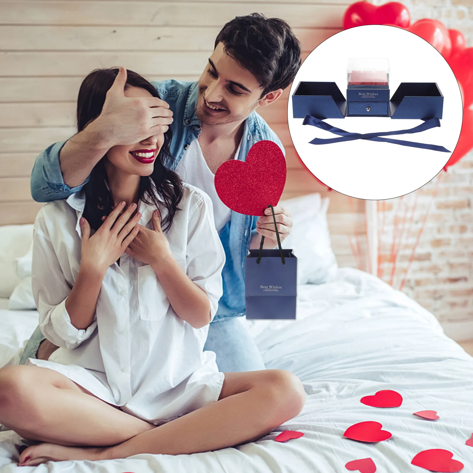 

1Pcs Eternal Flower Jewelry Box Red Premium Material Jewelry Storage Case Ring Necklace Bracelet Organizer Stylish Earring Box