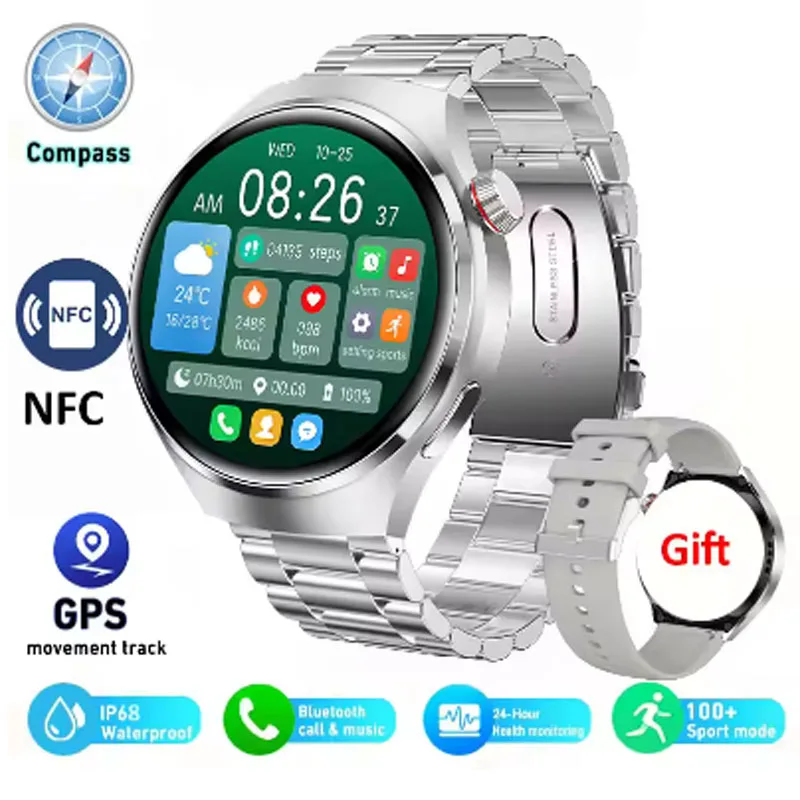 Для Samsung S21OnePlus 9 Motorola Edg Мужские часы AMOLED HD Экран Bluetooth Вызов GPS NFC Сердечный ритм IP68 Водонепроницаемые SmartWatch