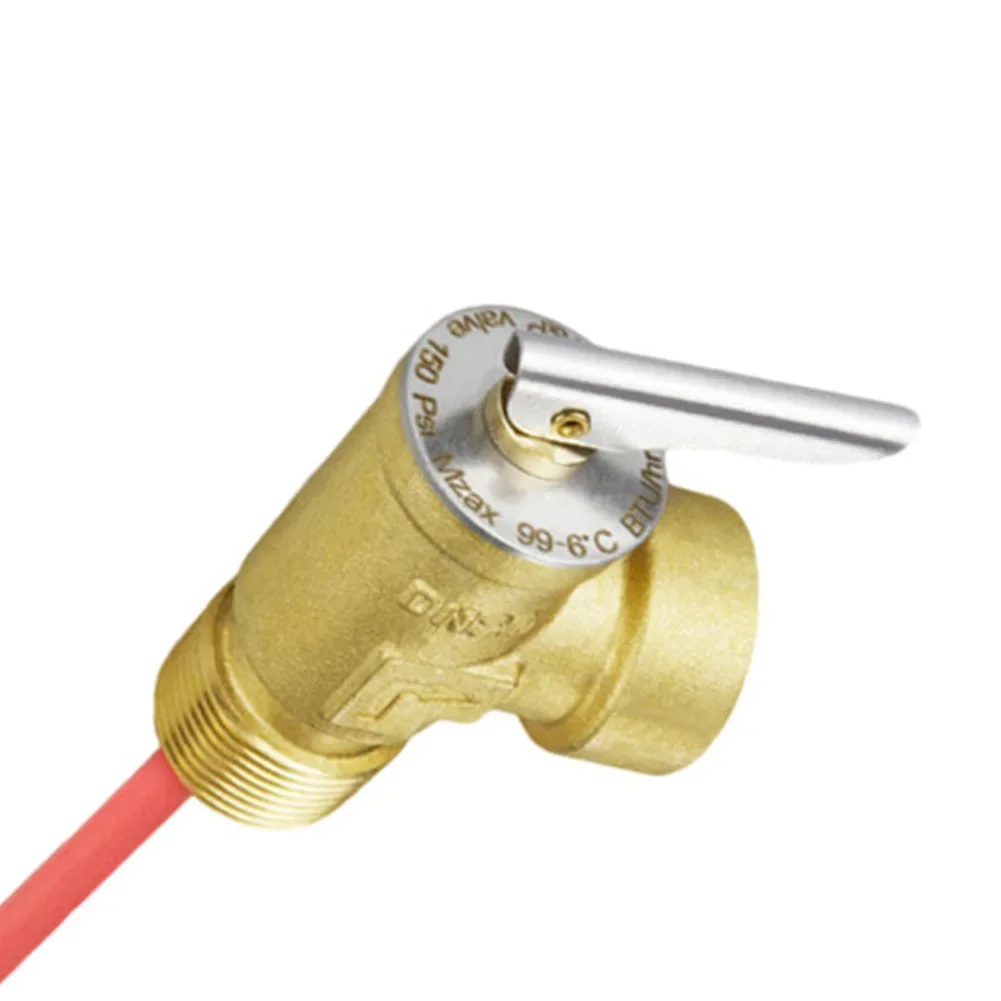 Temperature Relief TPR Valve All Brass Body Stainless Steel Spring Thickened Design Wear Resistant Overpressure Protection