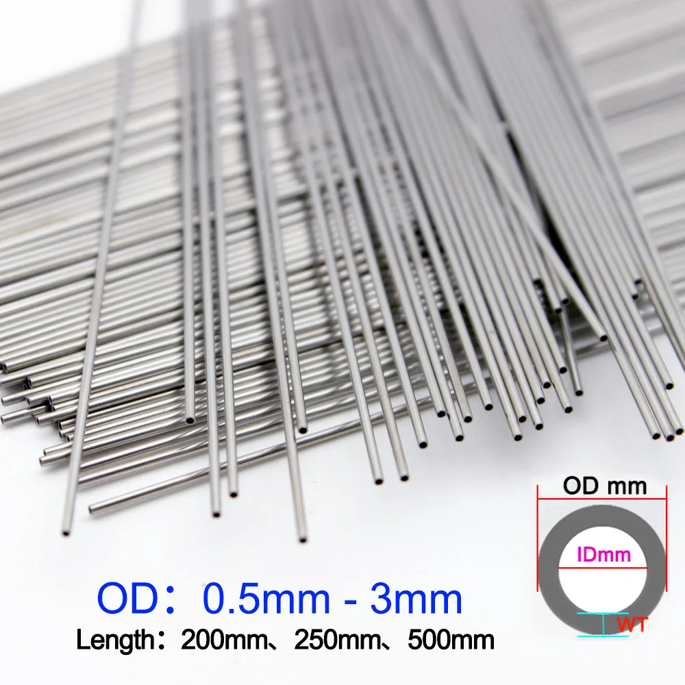 304 stainless steel precision Capillary pipe Seamless Straight tube 0.5x0.3mm 0.8x0.6mm 2x1mm 3x2mm 2.5x1.5mm 250mm/500mm Long
