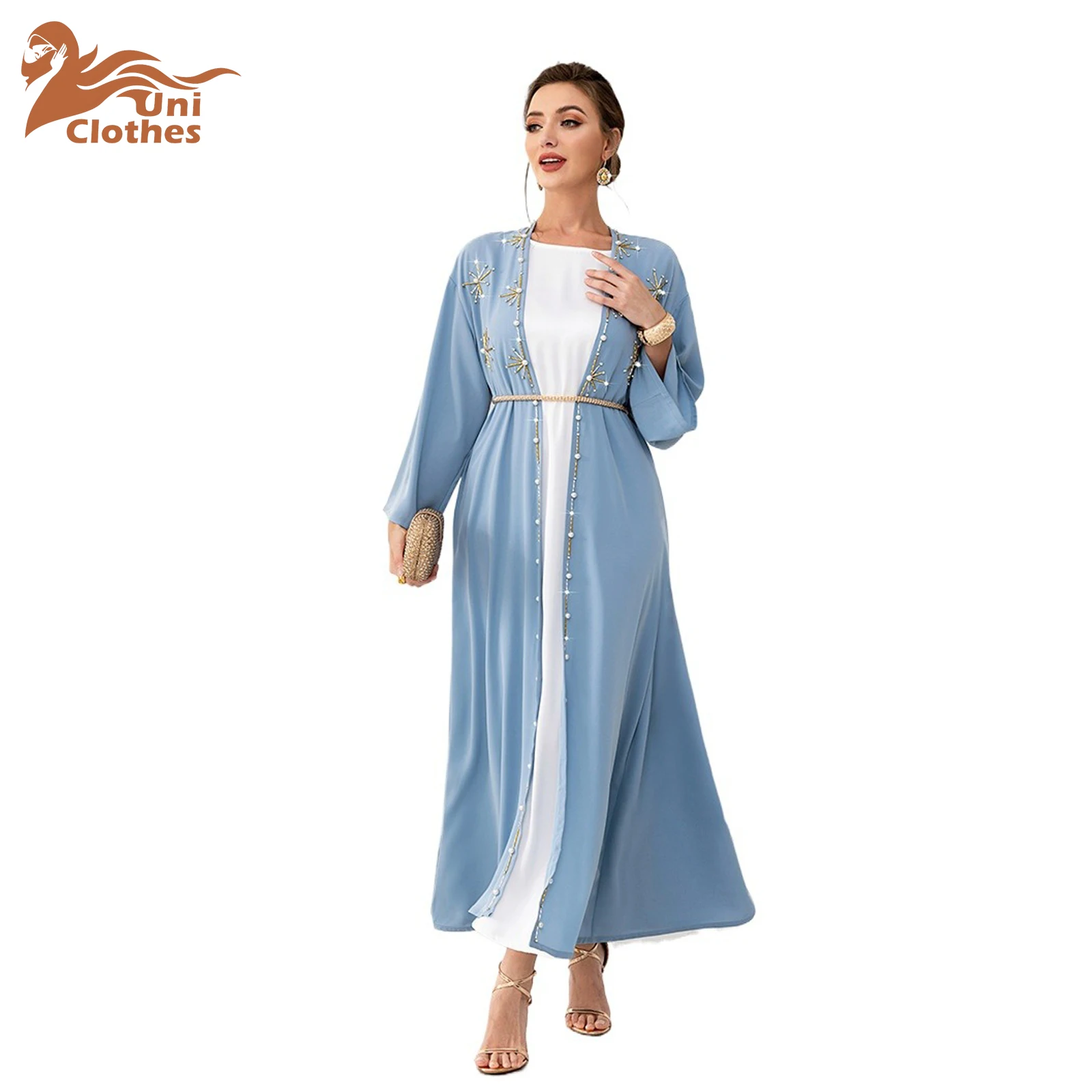 

UNI Ramadan Coat Abaya for Women Muslim's Dress Open Abayas Femme Holiday Dress Robe Jellabiya Jalabiya Eid Dresses Kabaya