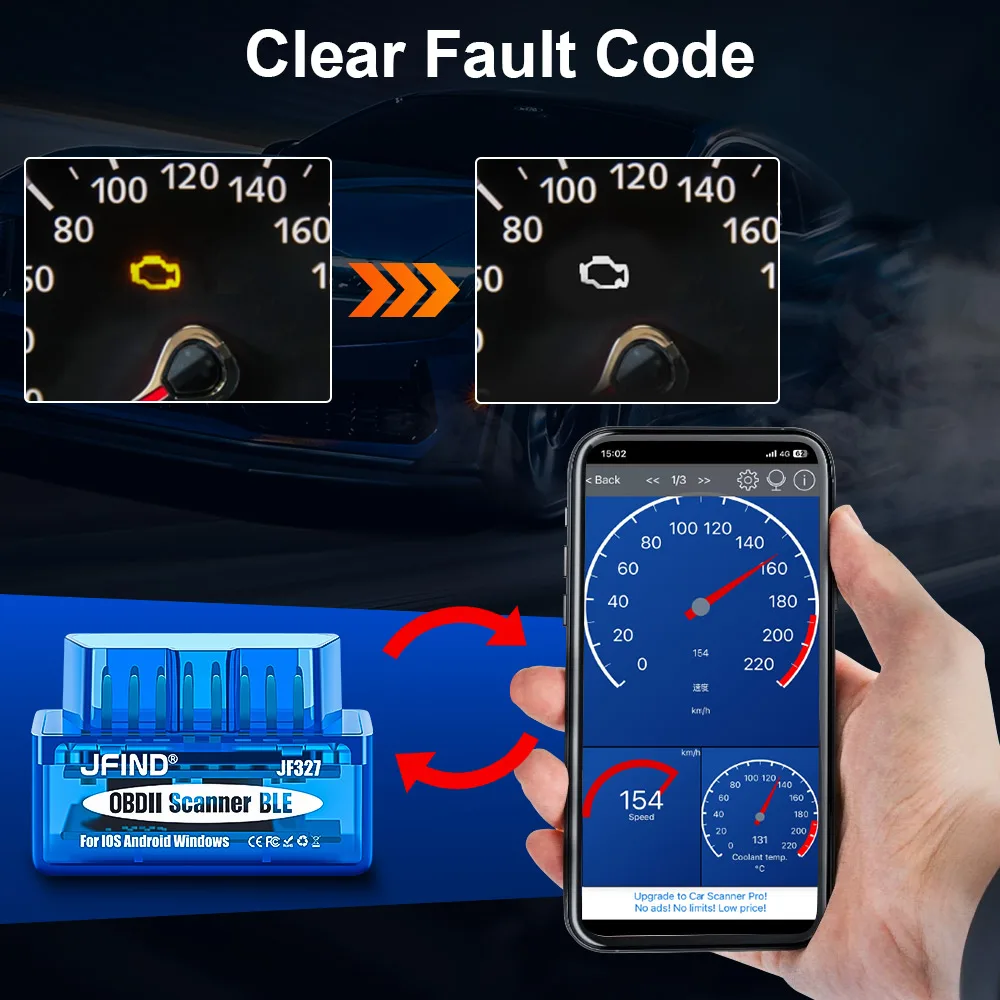 ELM327 Czytnik Kodów Skaner Bluetooth 5.1 Skaner Samochodowy JFIND JF327 Dla Android IOS Sprawdzanie Silnika Motocykl Yamaha Honda