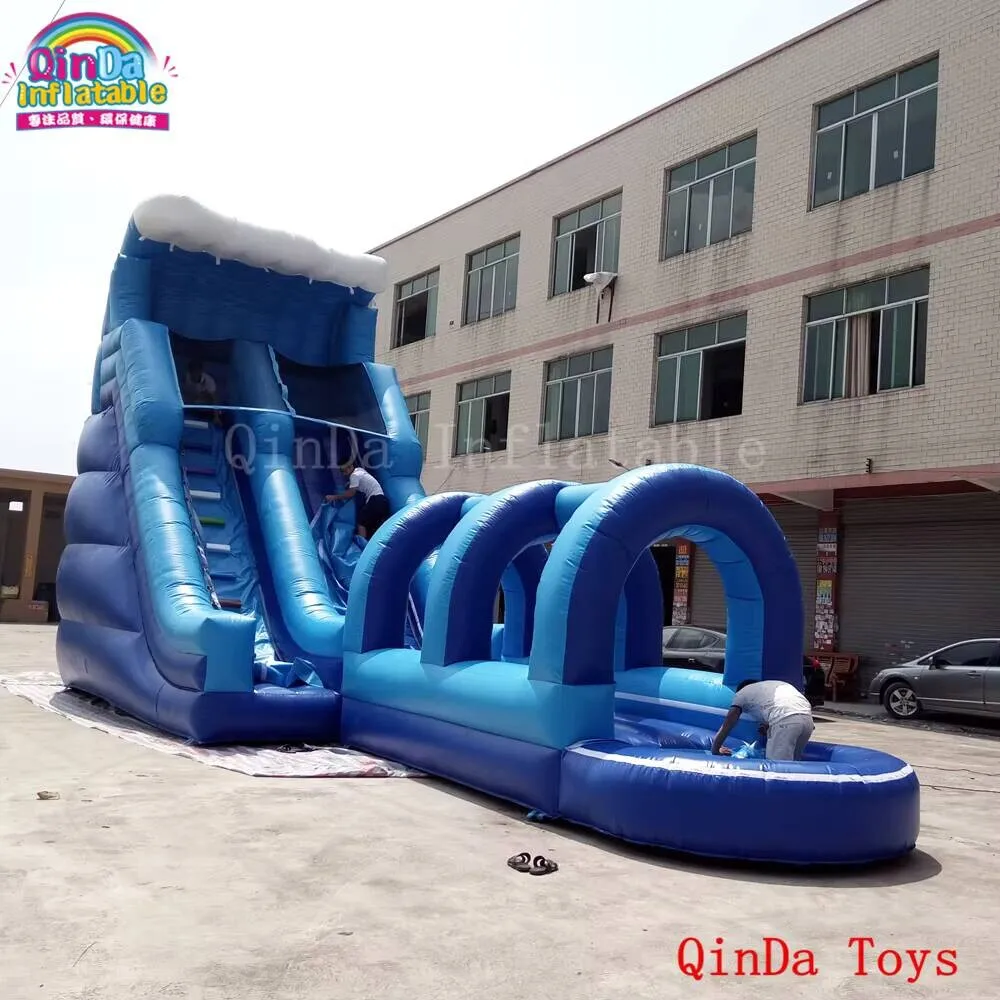 ade Large Air Tube Slide, 12*4*7M Giant Inflatable Water Slide For Outdoor Games