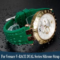 Silicone watch strap For Versace V-RACE DUAL series concave convex Rubber Watch Band accessories 24mm men's waterproof Bracelet