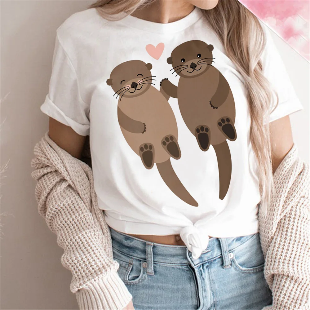 

Otters t shirt women manga Tee female graphic harajuku Japanese clothes