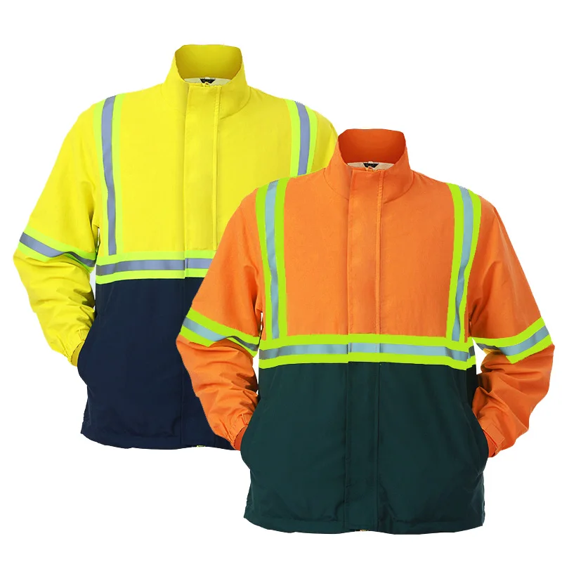 Two Tone Safety Jacket With Reflective Stripes Working Jacket