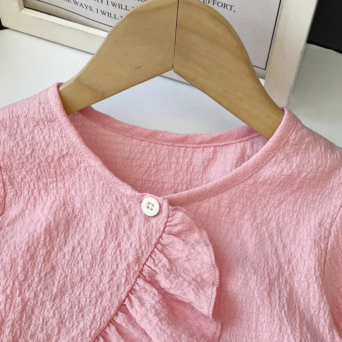 Humor Bear Koreanisches Mädchen-Outfit, Herbst, neues Oberteil mit Rüschen und langen Ärmeln, Spitzenhose mit weitem Bein, zweiteiliges Mädchen-Kleidungsset, modische Sets – Detail 4