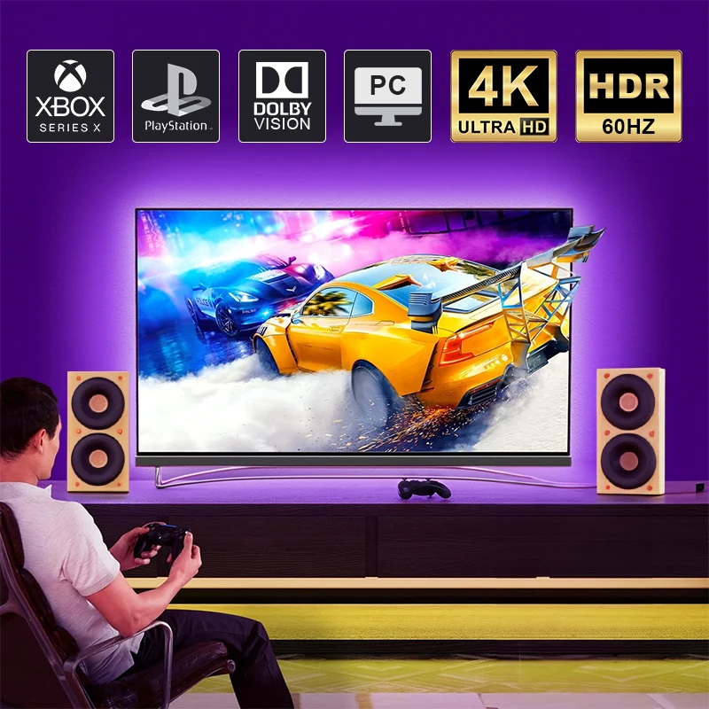 Ambient TV Backlight, TV Backlight LED Sync to Screen, WS2811 Led Strip Lights, One-Key Quick Sync Gaming Light, for 40-85 In TV