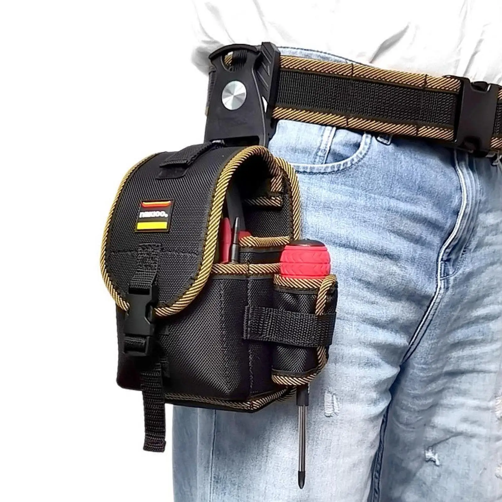 Rotatable Easily Clip Tool Pouch Belt Bag EVA Travel Portable Organizer Outdoor Black for Gardening Electrician Carpenter