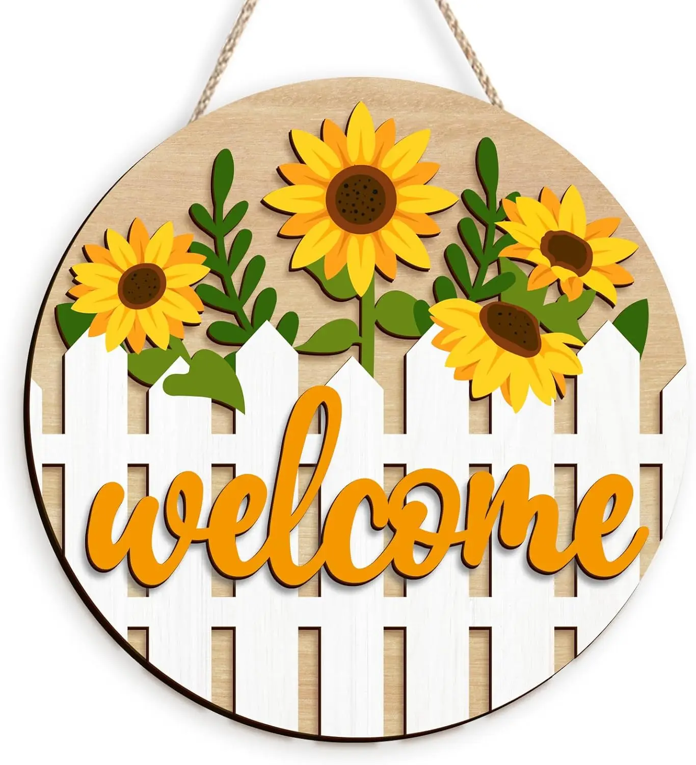 

Kas Home Welcome Sign for Front Door Sunflower Welcome Door Sign Farmhouse Summer Porch Decor Rustic Wooden Sign Wall