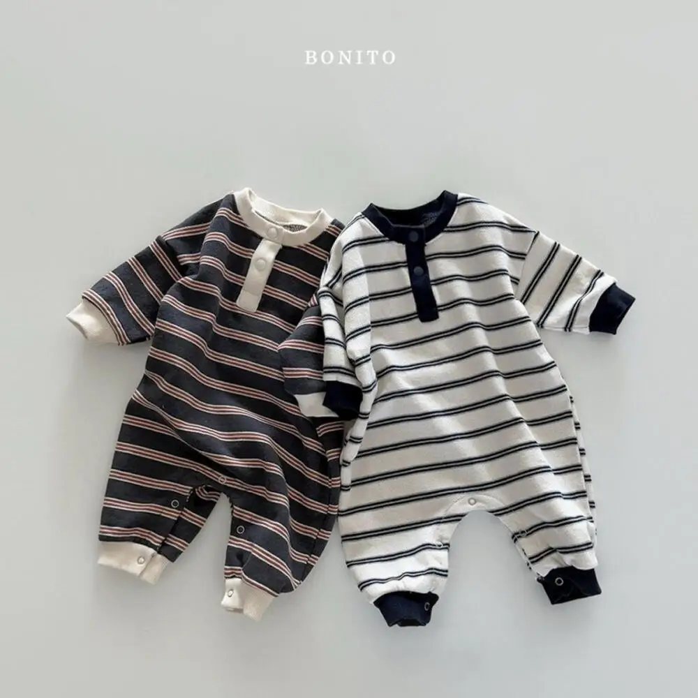 

Korean Baby Jumpsuit Stripe Bear Print Loose Romper Bodysuit for Newborn Infant Toddler Girl Boy Autumn Casual Clothing
