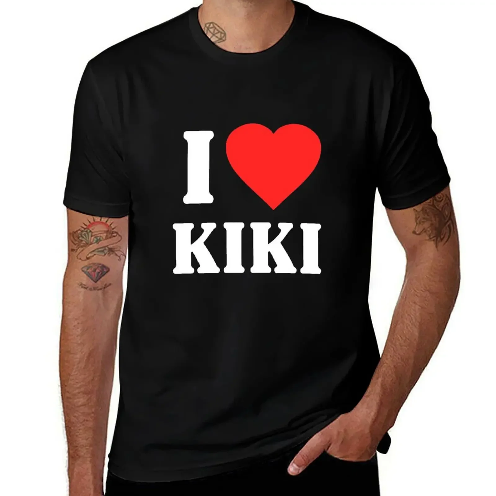 T-shirt graphique pour hommes, I Love Kiki, médicaments d'été, blancs, surdimensionnés