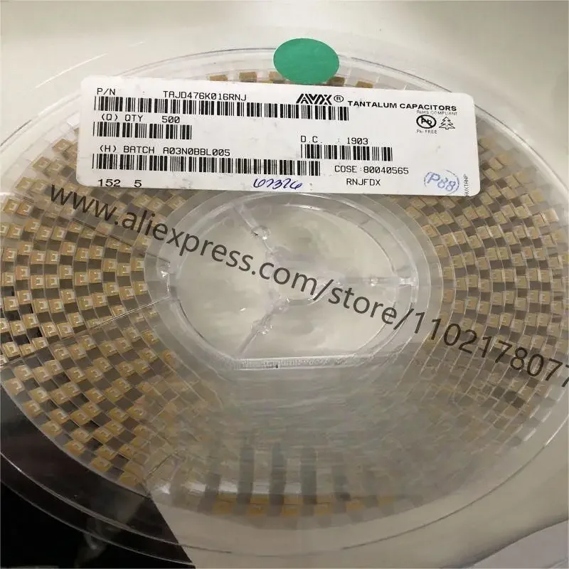 10~500Pcs TAJD476K016RNJ Tantalum Capacitor-Solid SMD 16V 47uF 10% 2917 ESR= 800 mOhm Free Shiping