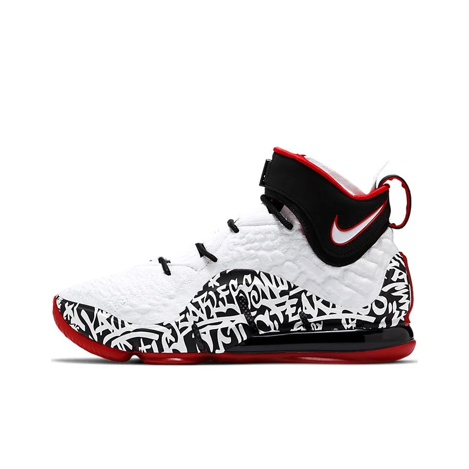 Nike Lebron 17 Basketball Shoes Unisex Mid Top Black White Red CT6047-100