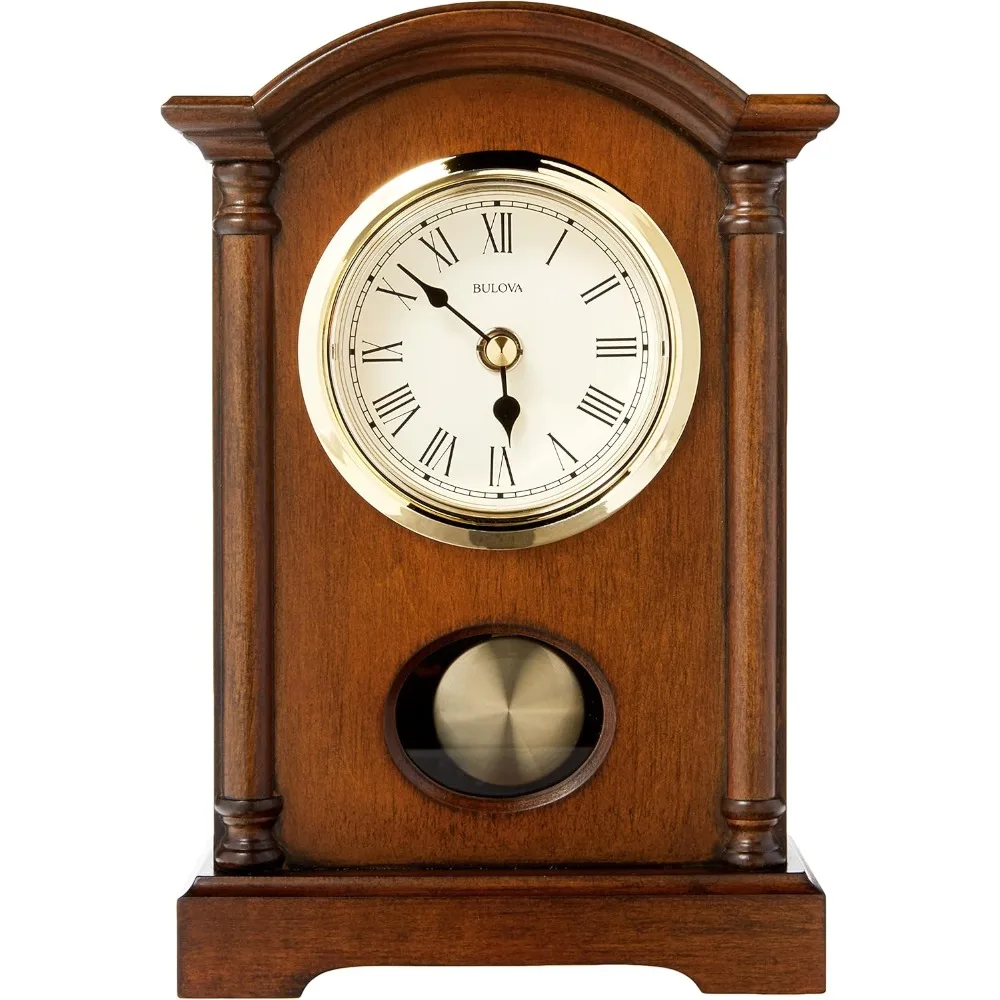 

Dalton Chiming Pendulum Table Clock - Walnut Finish - Gold-Tone Accents