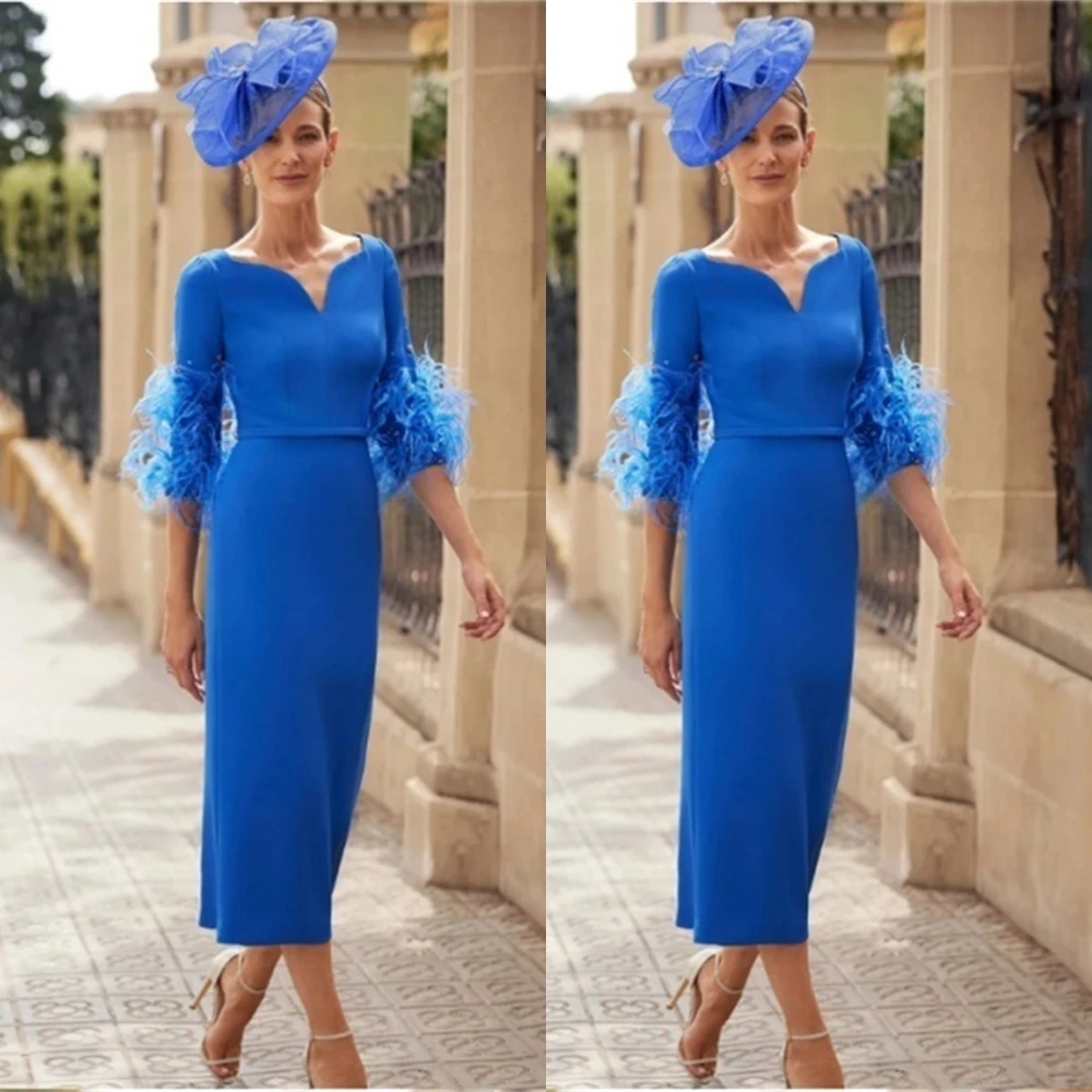 

Customized Elegant Jersey V-Neck Evening Dress Delicate 3/4 Sleeves Prom Dresses Temperament Mermaid Special Occasion Gowns