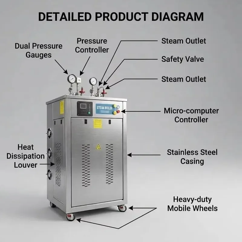 2026Vertical 15kg-60kg High Voltage Electric Steam Generator Boiler for Industrial Cleaning and Food Processing