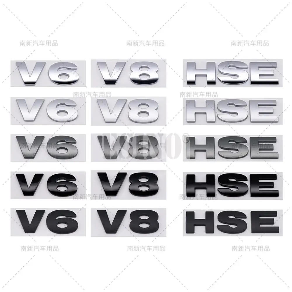 Car Styling 3D HSE V6 V8 ABS Adhesive Emblem Badge Decal for Land Rover Ranger Rover Free Lander Discovery Evoque Vogue