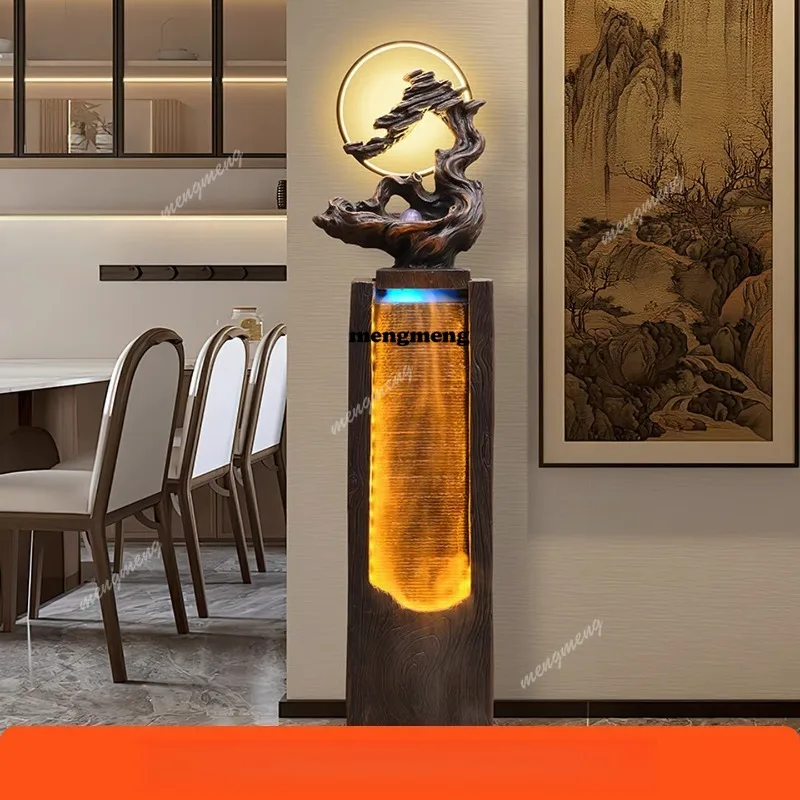 Floor Standing Flowing Living Room Feng Shui Wheel New Chinese Style Water Curtain Circulation Ornament