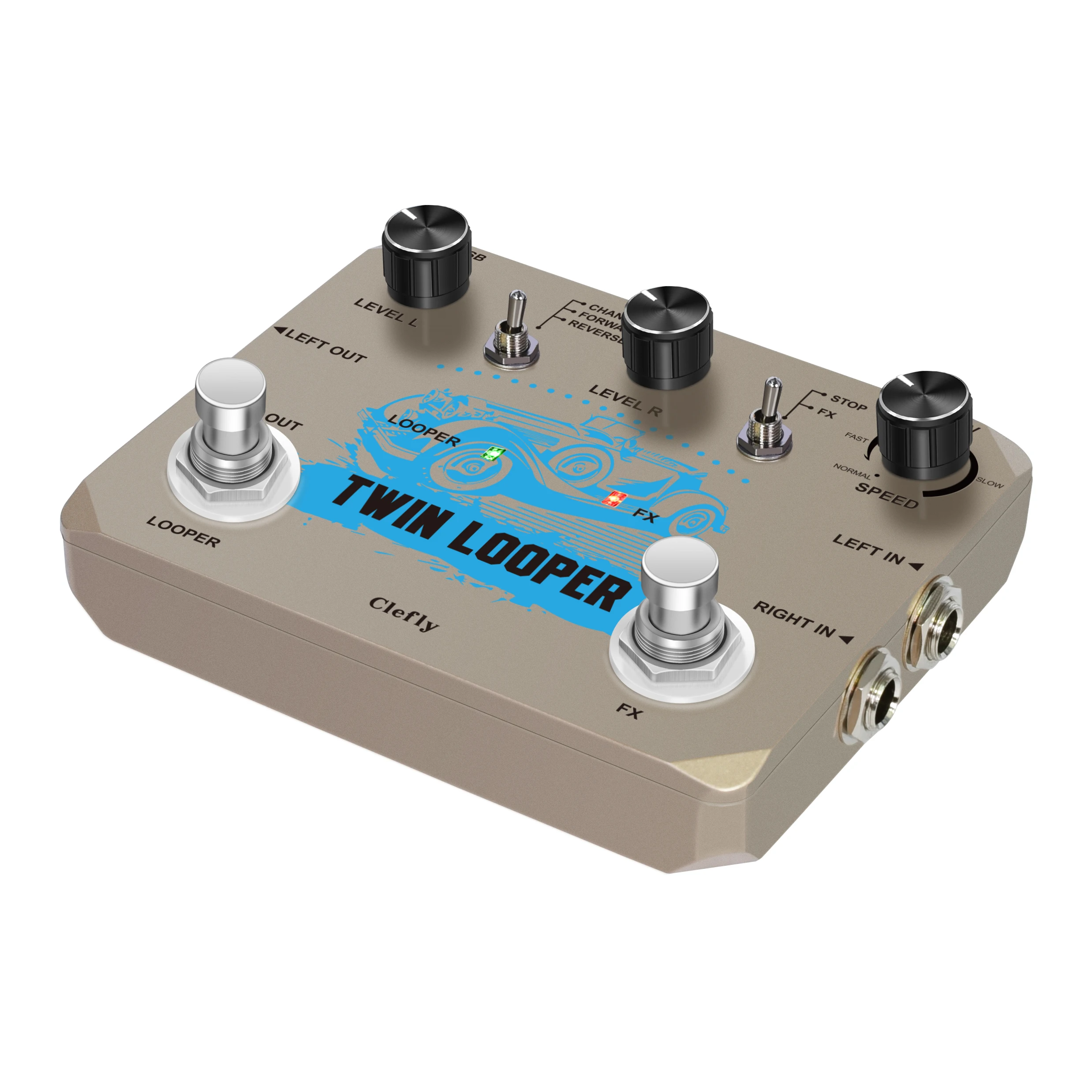 Clefly-LTL-02 Twin Looper Pedal Upgrades for Electric Guitar, 10 Min Looping, Unlimited Undo, Redo Function, 11 Types