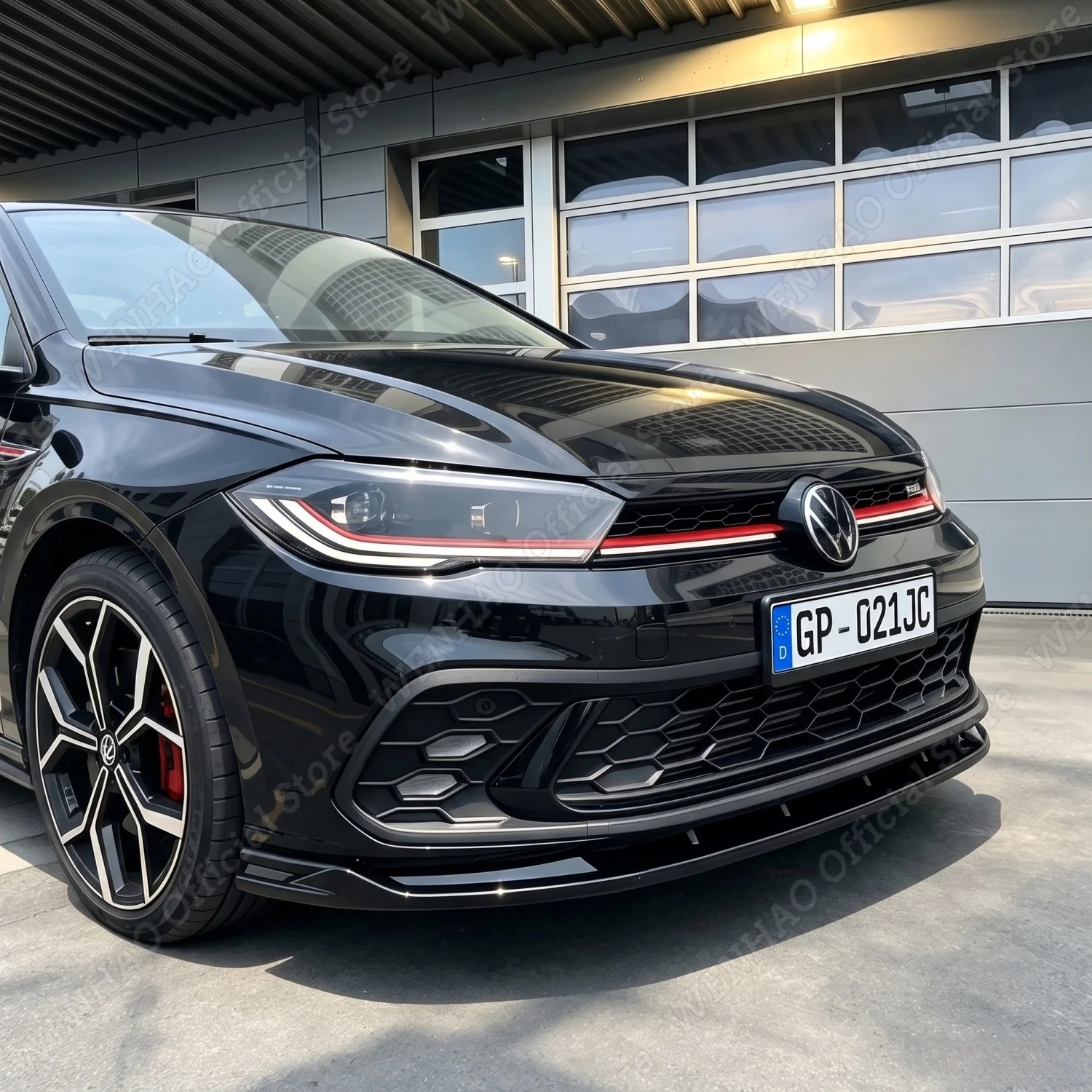 3-teiliger Glänzend Schwarzer Frontstoßstangen-Lippenspoiler für VW Polo MK6 GTI R-line Facelift 2021-2025 Tuning Stoßstangenschutz Verkleidungen Karosseriekit