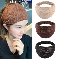 Solid Hollow Flower Headband Temperament Hair Hoop Korean Style Lace Hairbands Non Slip Headwear Girls Wide Side Head Wrap Gifts