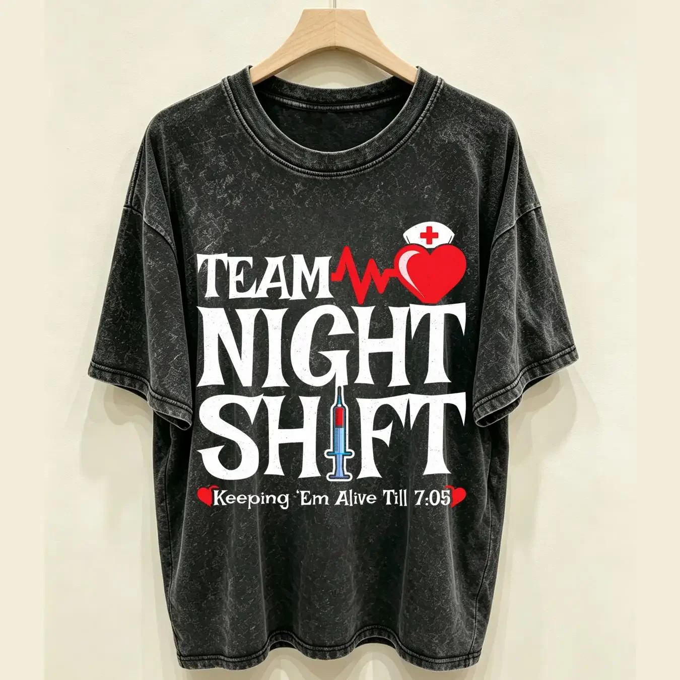 washed T Shirt Team Night Shift Nurse Drawstring Bags Gym Bag Hot Lightweight vintage Washed Stretched Soft streetwear Stylish