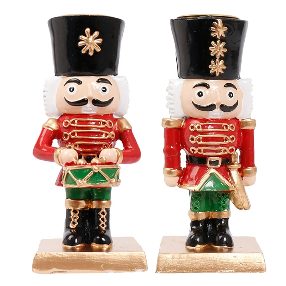 

2Pcs Christmas Nutcracker Holder Vintage Rustic Table Centerpiece Decor for Dining Room Fireplace Holiday Taper