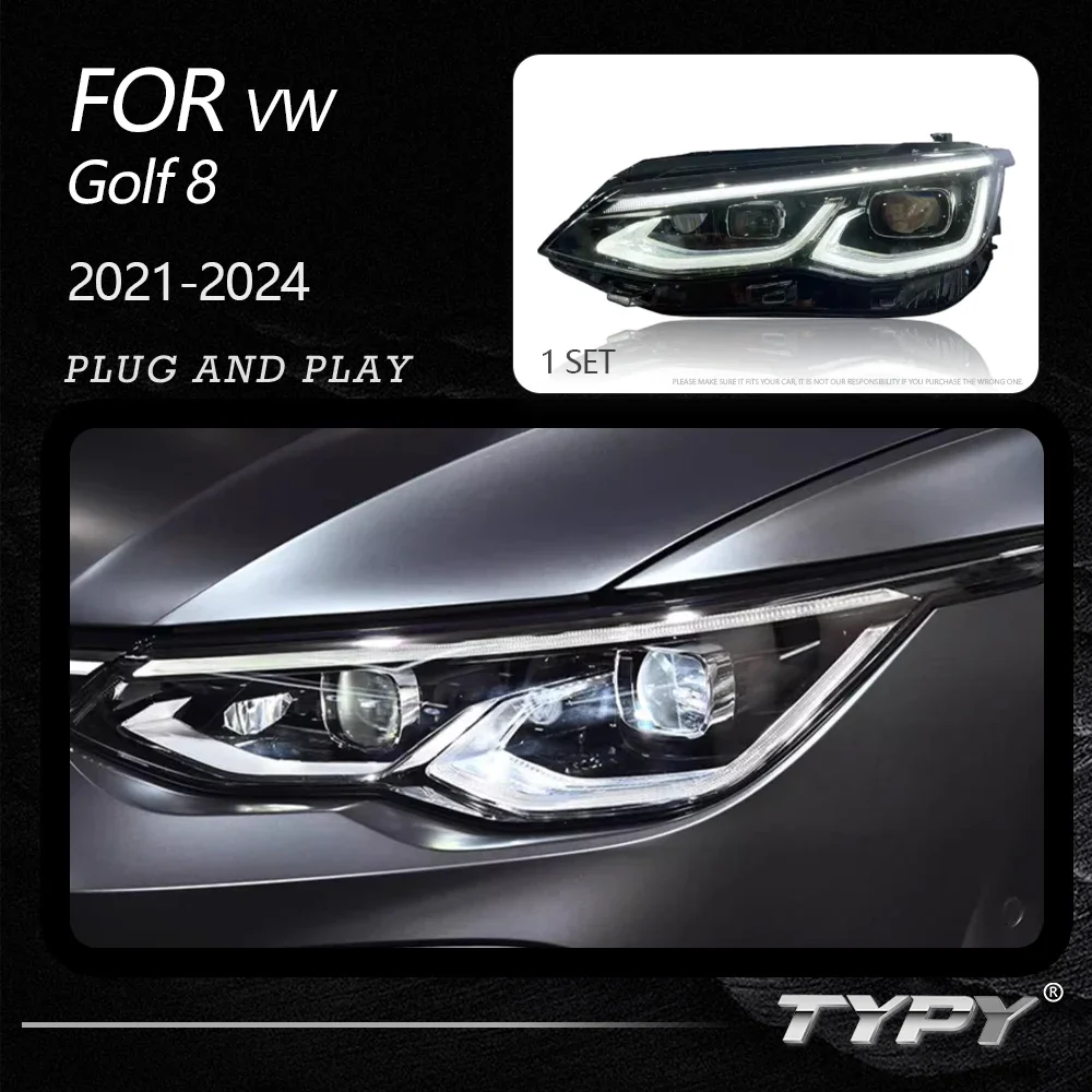 

TYPY Car Headlights For VW Golf 8 2021-2024 LED Car Lamps Daytime Running Lights Dynamic Turn Signals Car Accessories