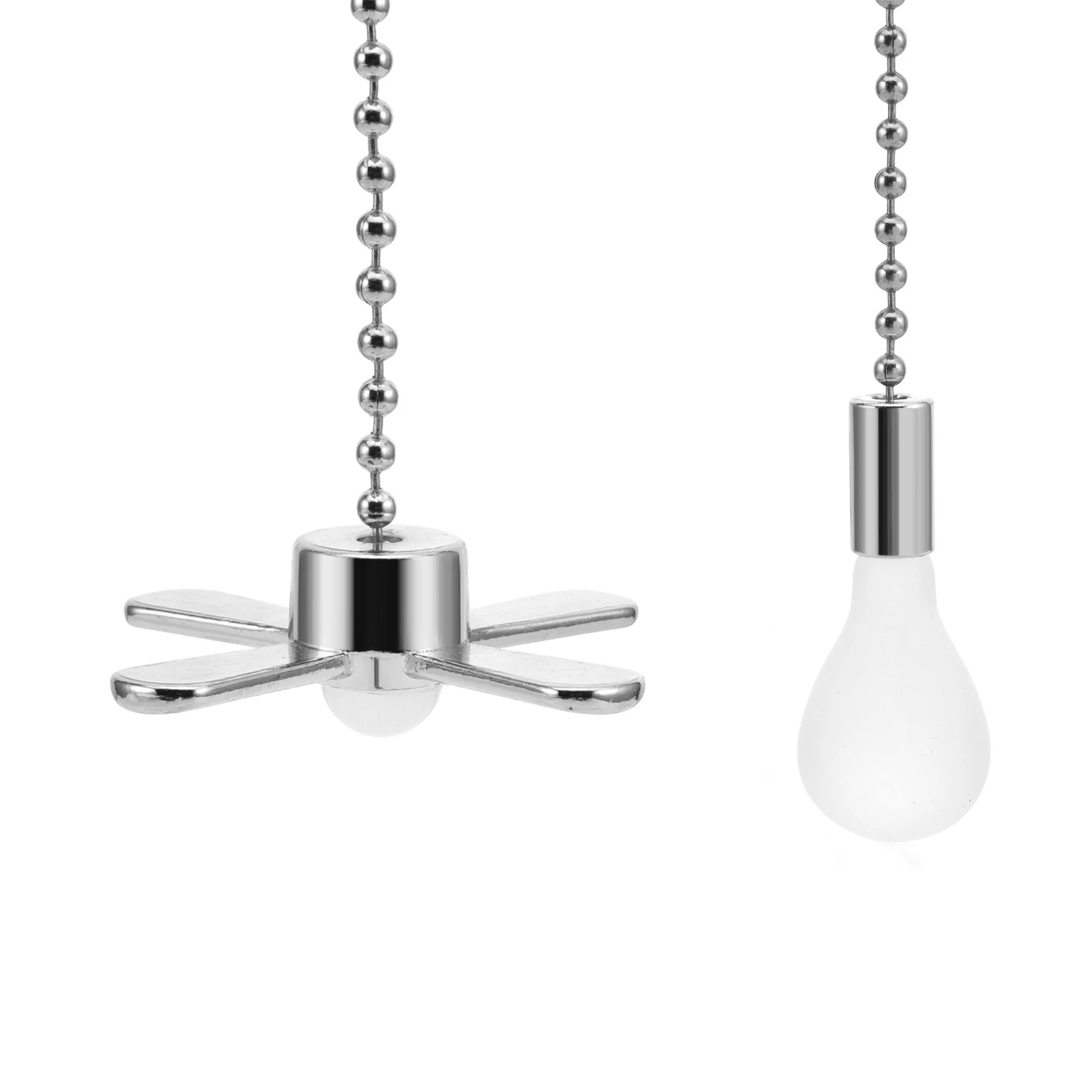 2Pcs/Set Ceiling Fan Pull Chain Extender with Decorative Frosted Glass Bulb and Fan Cord Ceiling Fan Metal Pull Chain Extension