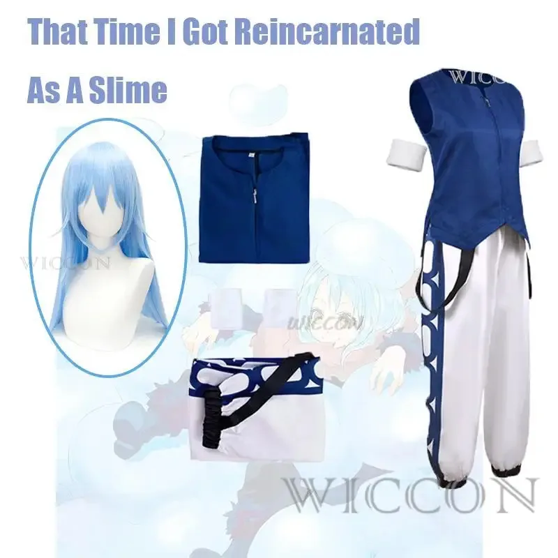 

Rimuru Tempest That Time I Got Reincarnated As A Slime Season 2 Cosplay Costume Wig Anime Blue Shirt Pants Uniform Hair Props